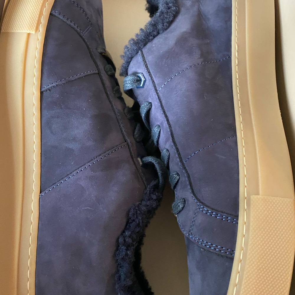 Greats brand blue suede shoes with lamb fur